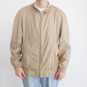 VTG 80s London Fog Outdoors Unlimited Taupe Zip Up Cotton Lined Bomber Coat 44L